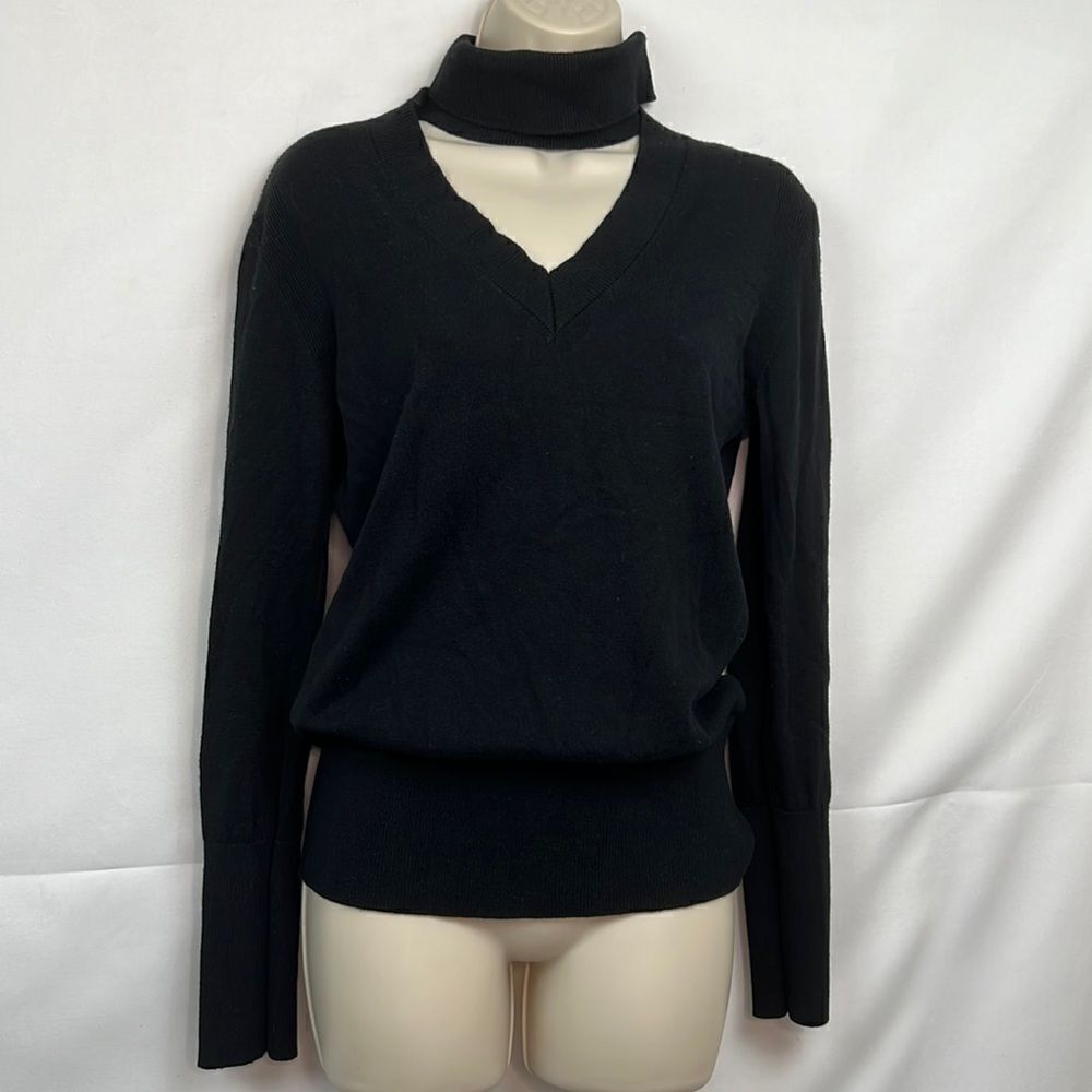 Tome Black Cutout Turtleneck Sweater size small EUC